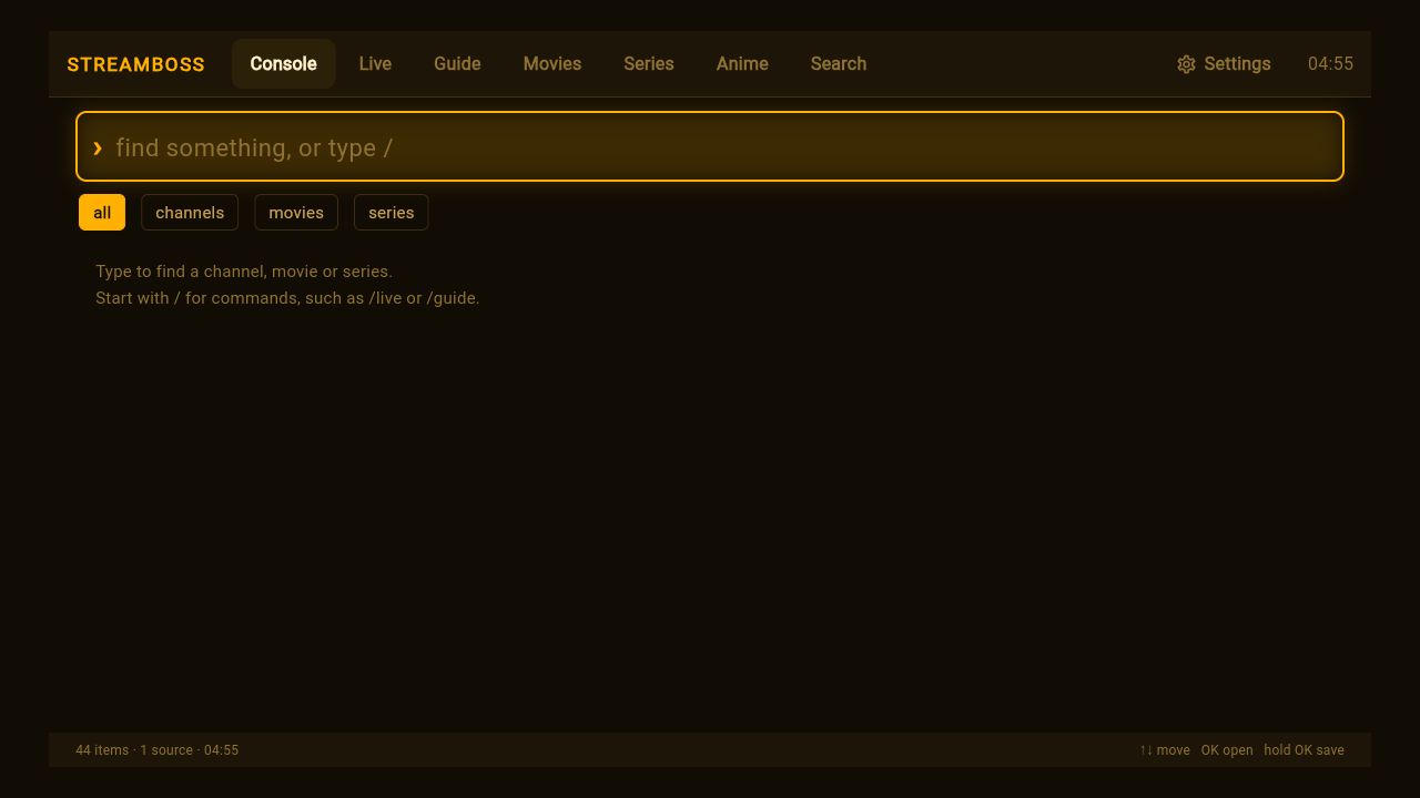 The Console layout: a prompt that finds things as you type